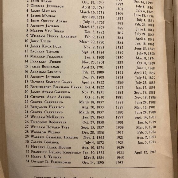 Presidentsof the United States Paperback John Hancock Mutual Life Insurance 1957 - Picture 3 of 4